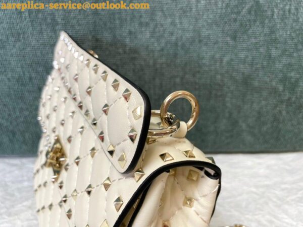 Replica Valentino Rockstud Spike Medium Bag In White Nappa Lambskin 5