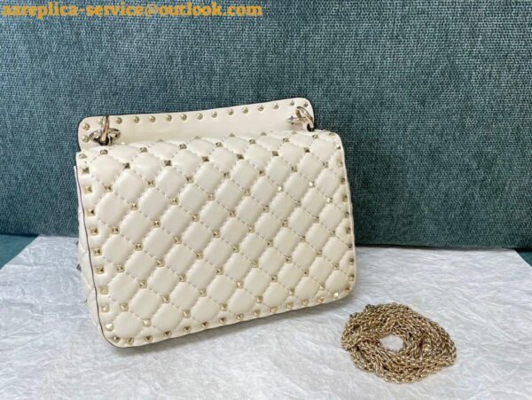 Replica Valentino Rockstud Spike Medium Bag In White Nappa Lambskin 10