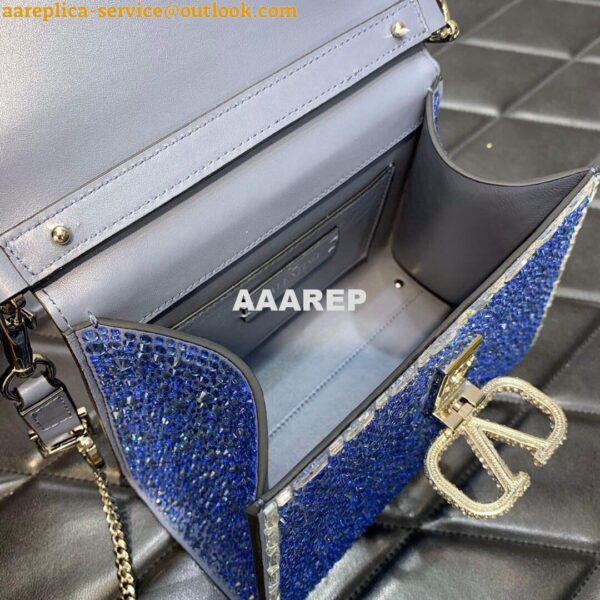 Replica Valentino 1W2B0G97TZA0FO Vsling Mini Handbag With Sparkling Embroidery Blue 9