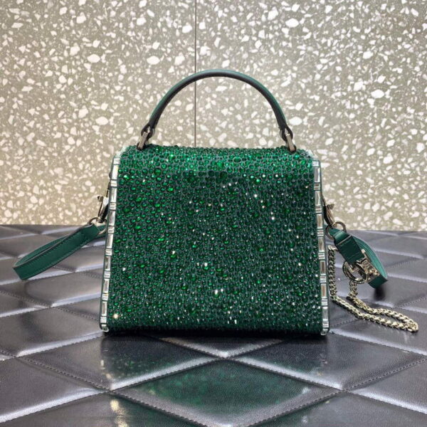 Replica Valentino 1W2B0G97TZA0FO Vsling Mini Handbag With Sparkling Embroidery Green 3