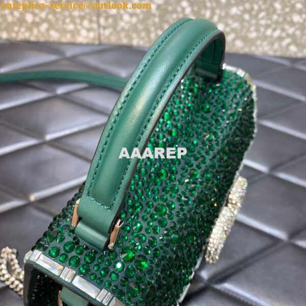 Replica Valentino 1W2B0G97TZA0FO Vsling Mini Handbag With Sparkling Embroidery Green 4