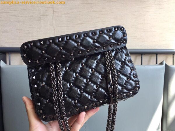 Replica Valentino Rockstud Spike Small Bag In Crinkled Nappa Lambskin 4