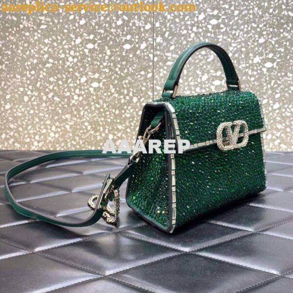 Replica Valentino 1W2B0G97TZA0FO Vsling Mini Handbag With Sparkling Embroidery Green 5