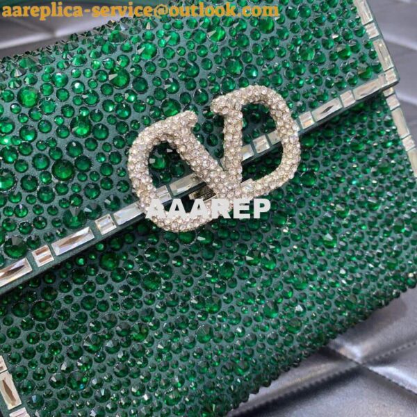 Replica Valentino 1W2B0G97TZA0FO Vsling Mini Handbag With Sparkling Embroidery Green 6