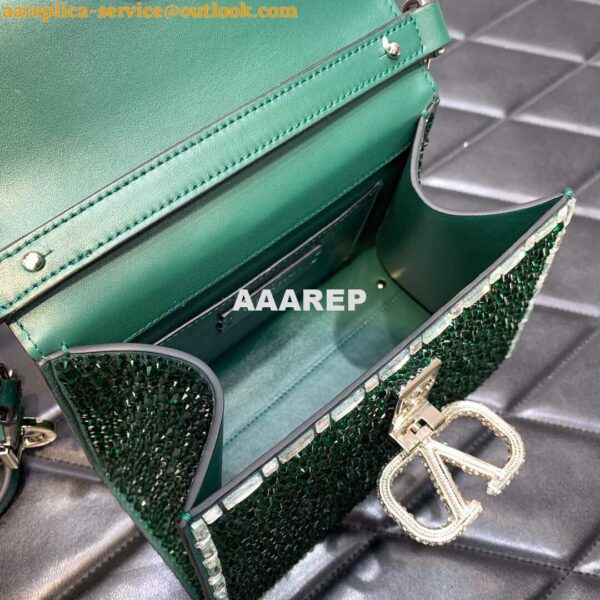 Replica Valentino 1W2B0G97TZA0FO Vsling Mini Handbag With Sparkling Embroidery Green 9