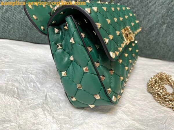 Replica Valentino Rockstud Spike Small Bag In Green Nappa Lambskin 4