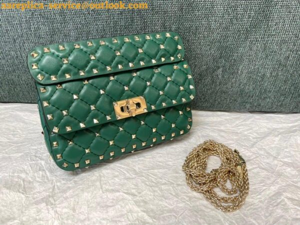 Replica Valentino Rockstud Spike Small Bag In Green Nappa Lambskin 5