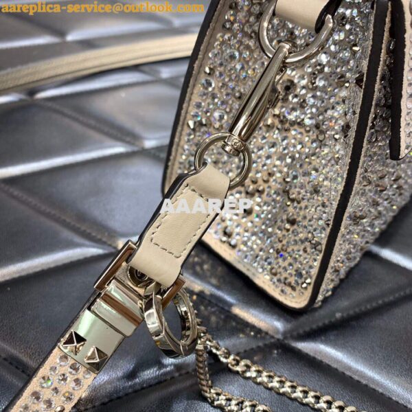 Replica Valentino 1W2B0G97TZA0FO Vsling Mini Handbag With Sparkling Embroidery Pearl Gray 8