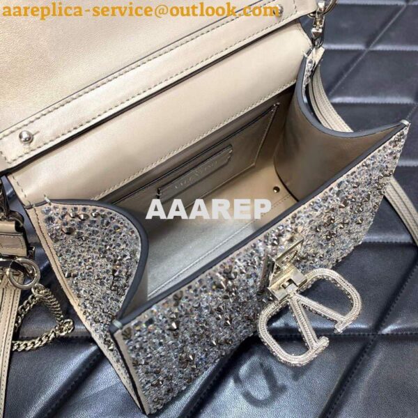 Replica Valentino 1W2B0G97TZA0FO Vsling Mini Handbag With Sparkling Embroidery Pearl Gray 9