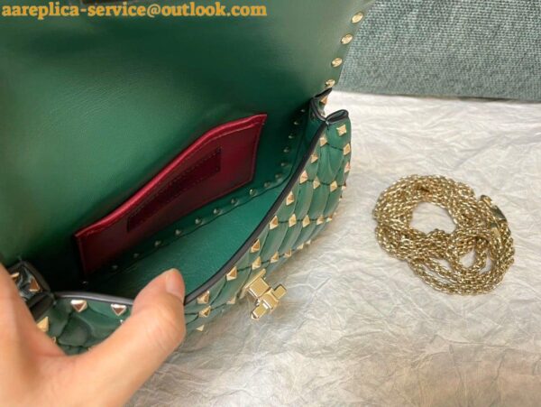 Replica Valentino Rockstud Spike Small Bag In Green Nappa Lambskin 8