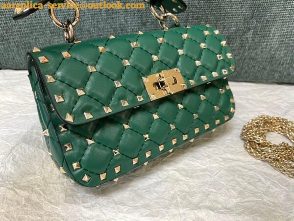 Replica Valentino Rockstud Spike Small Bag In Green Nappa Lambskin 10