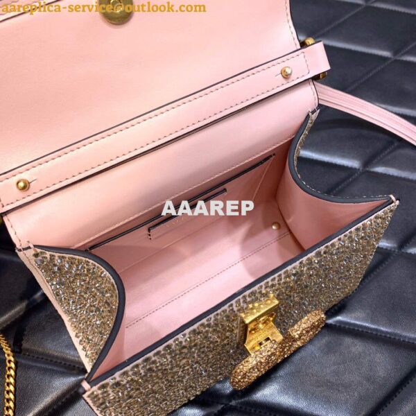 Replica Valentino 1W2B0G97TZA0FO Vsling Mini Handbag With Sparkling Embroidery Pink 9