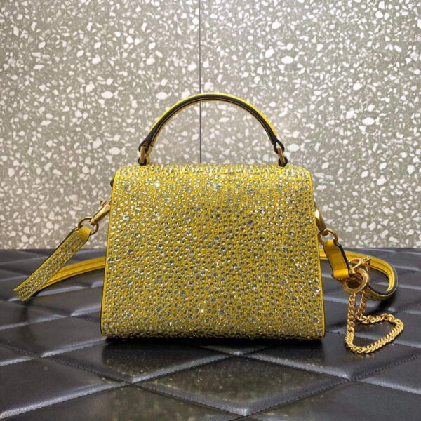 Replica Valentino 1W2B0G97TZA0FO Vsling Mini Handbag With Sparkling Embroidery Yellow 3