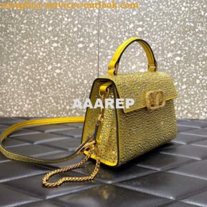 Replica Valentino 1W2B0G97TZA0FO Vsling Mini Handbag With Sparkling Embroidery Yellow 2