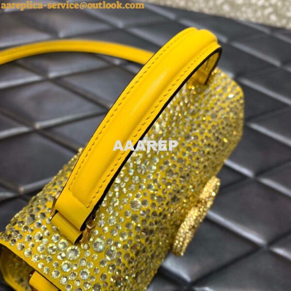 Replica Valentino 1W2B0G97TZA0FO Vsling Mini Handbag With Sparkling Embroidery Yellow 5