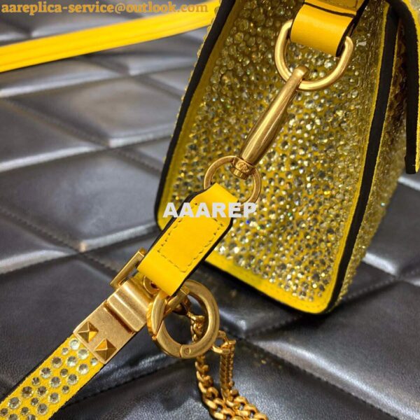 Replica Valentino 1W2B0G97TZA0FO Vsling Mini Handbag With Sparkling Embroidery Yellow 7