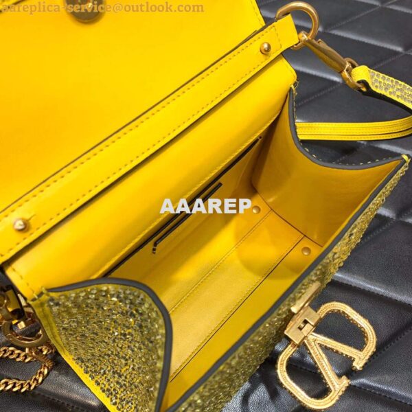 Replica Valentino 1W2B0G97TZA0FO Vsling Mini Handbag With Sparkling Embroidery Yellow 9