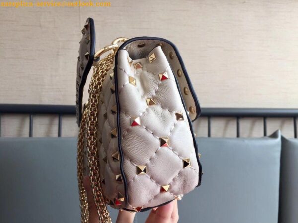 Replica Valentino Rockstud Spike Small Bag In White Nappa Lambskin 12