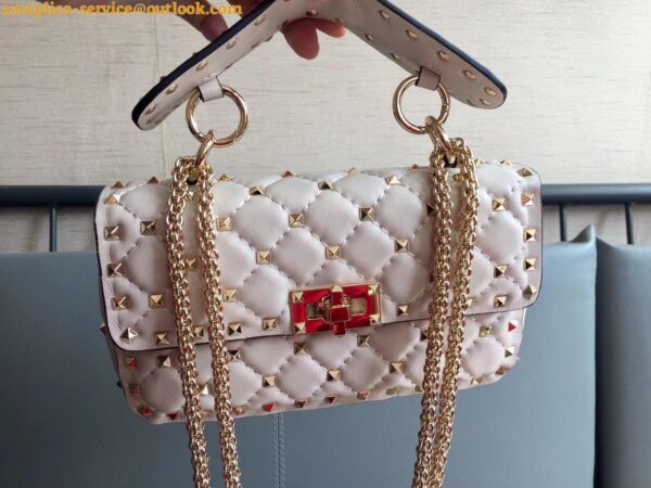 Replica Valentino Rockstud Spike Small Bag In White Nappa Lambskin 13