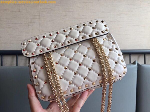 Replica Valentino Rockstud Spike Small Bag In White Nappa Lambskin 14