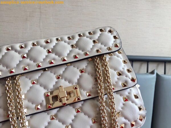 Replica Valentino Rockstud Spike Small Bag In White Nappa Lambskin 15