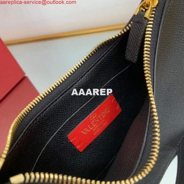 Replica Valentino 1W2P0W19RQR Mini Vlogo Signature Grainy Calfskin Hobo Bag Black 9