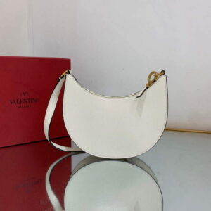 Replica Valentino 1W2P0W19RQR Mini Vlogo Signature Grainy Calfskin Hobo Bag Light Ivory