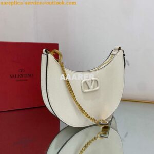 Replica Valentino 1W2P0W19RQR Mini Vlogo Signature Grainy Calfskin Hobo Bag Light Ivory 2