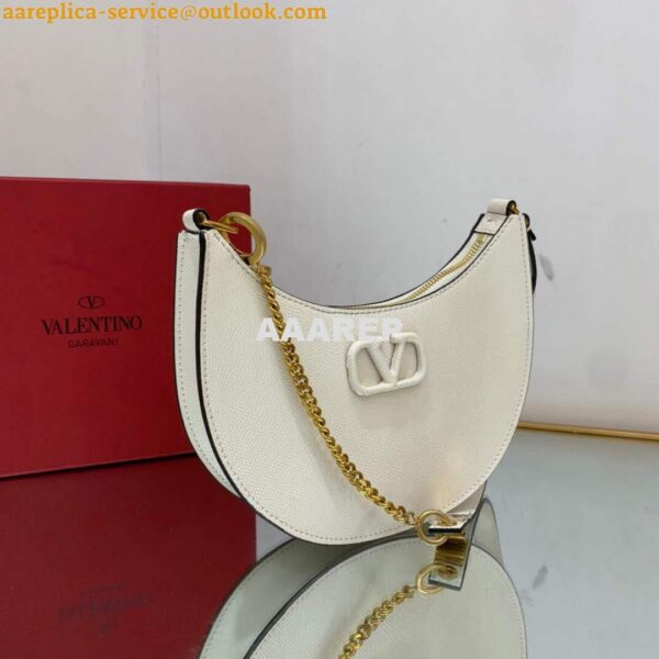 Replica Valentino 1W2P0W19RQR Mini Vlogo Signature Grainy Calfskin Hobo Bag Light Ivory 4