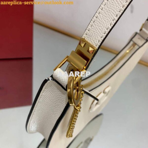 Replica Valentino 1W2P0W19RQR Mini Vlogo Signature Grainy Calfskin Hobo Bag Light Ivory 6