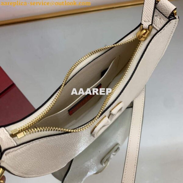 Replica Valentino 1W2P0W19RQR Mini Vlogo Signature Grainy Calfskin Hobo Bag Light Ivory 8