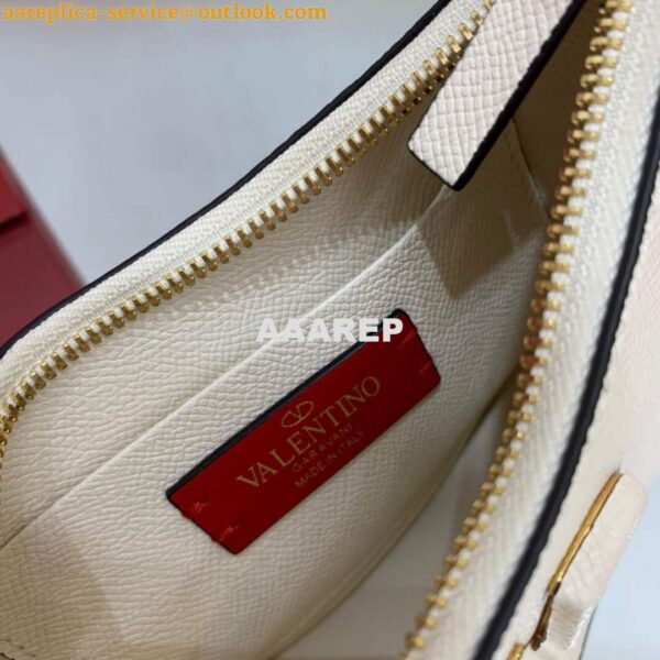 Replica Valentino 1W2P0W19RQR Mini Vlogo Signature Grainy Calfskin Hobo Bag Light Ivory 9