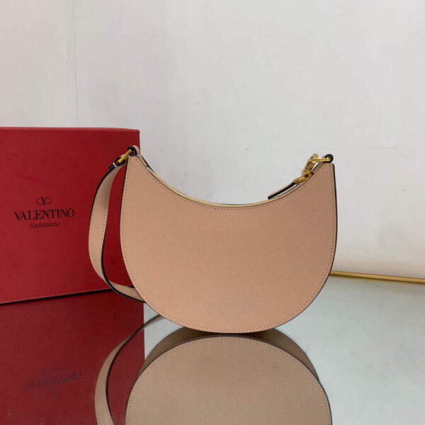 Replica Valentino 1W2P0W19RQR Mini Vlogo Signature Grainy Calfskin Hobo Bag Light Pink 3