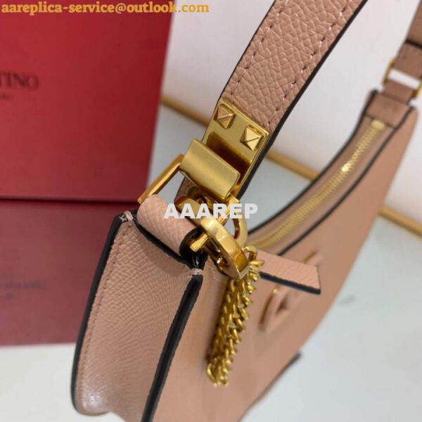 Replica Valentino 1W2P0W19RQR Mini Vlogo Signature Grainy Calfskin Hobo Bag Light Pink 6