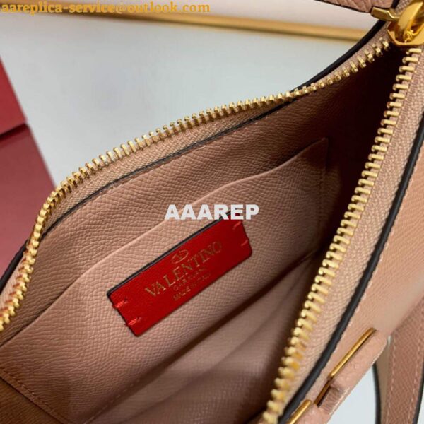 Replica Valentino 1W2P0W19RQR Mini Vlogo Signature Grainy Calfskin Hobo Bag Light Pink 9