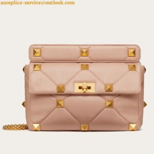 Replica Valentino Roman Stud Large Chain Bag In Rose Cannelle Nappa Leather