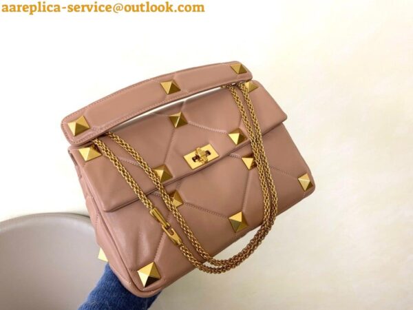 Replica Valentino Roman Stud Large Chain Bag In Rose Cannelle Nappa Leather 5