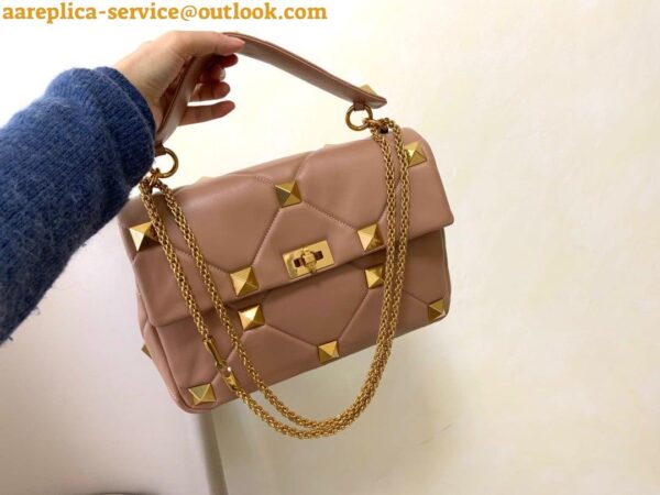 Replica Valentino Roman Stud Large Chain Bag In Rose Cannelle Nappa Leather 6