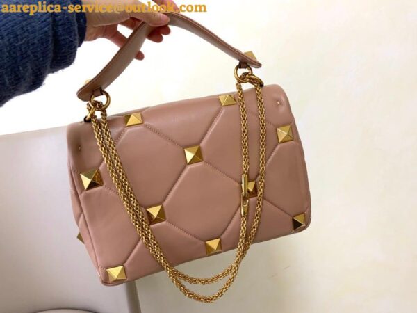 Replica Valentino Roman Stud Large Chain Bag In Rose Cannelle Nappa Leather 11