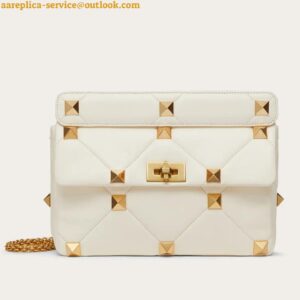 Replica Valentino Roman Stud Large Chain Bag In White Nappa Leather 2