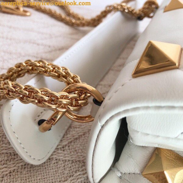 Replica Valentino Roman Stud Large Chain Bag In White Nappa Leather 6