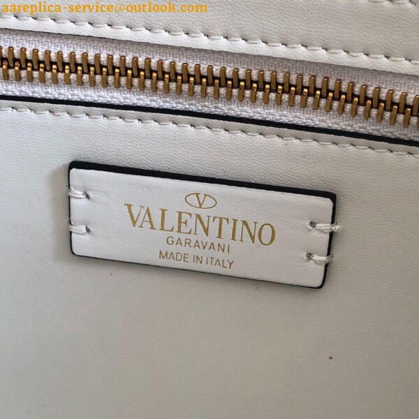 Replica Valentino Roman Stud Large Chain Bag In White Nappa Leather 10