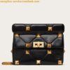 Replica Valentino Roman Stud Medium Chain Bag In Dark Brown Nappa Leather 2