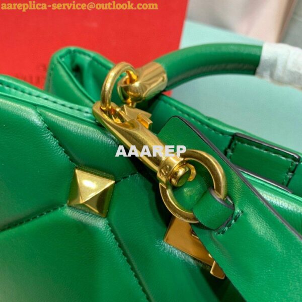 Replica Valentino 2021 Roman Stud The Handle Bag In Nappa 0097L Green 6