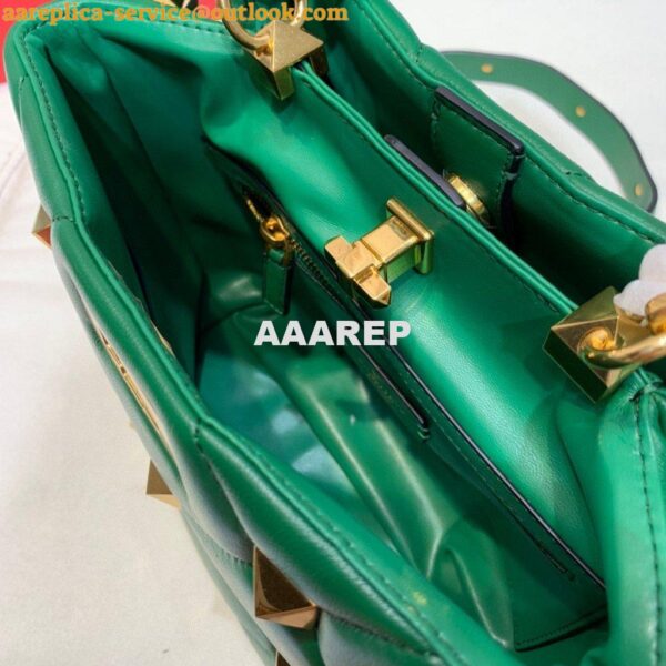 Replica Valentino 2021 Roman Stud The Handle Bag In Nappa 0097L Green 8