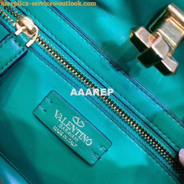 Replica Valentino 2021 Roman Stud The Handle Bag In Nappa 0097L Green 9