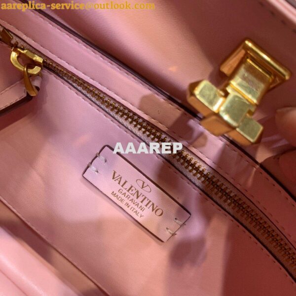 Replica Valentino 2021 Roman Stud The Handle Bag In Nappa 0097L Light Pink 8