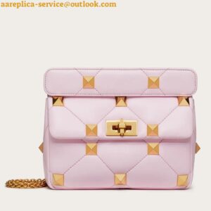 Replica Valentino Roman Stud Medium Chain Bag In Pink Nappa Leather 2