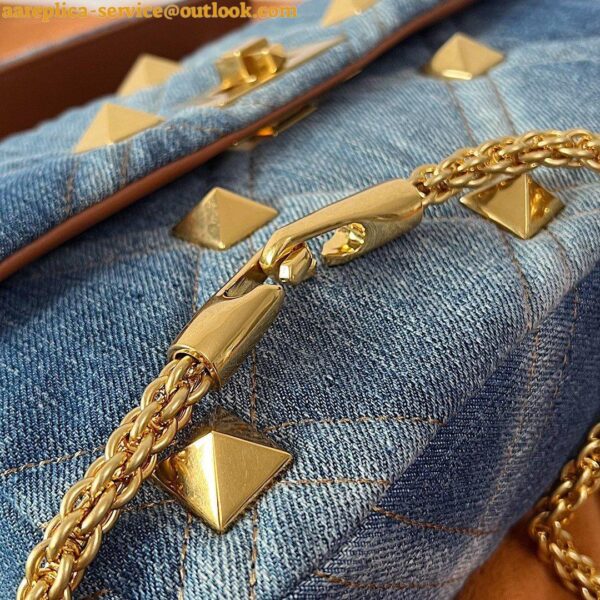 Replica Valentino Roman Stud Medium Chain Bag In Denim 14