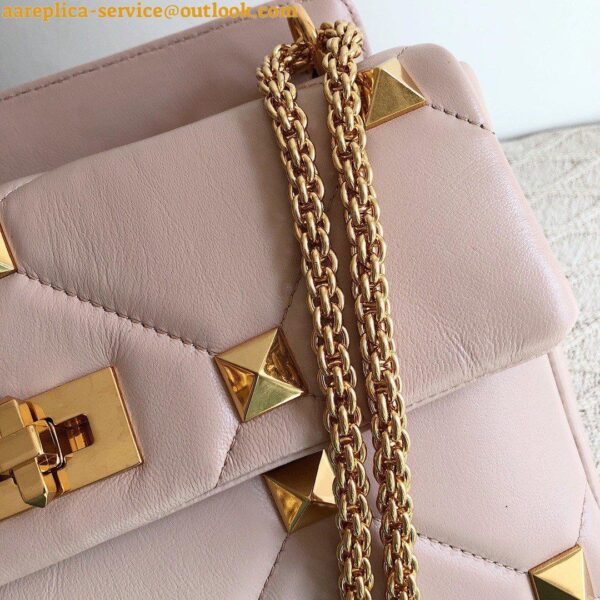 Replica Valentino Roman Stud Medium Chain Bag In Pink Nappa Leather 6